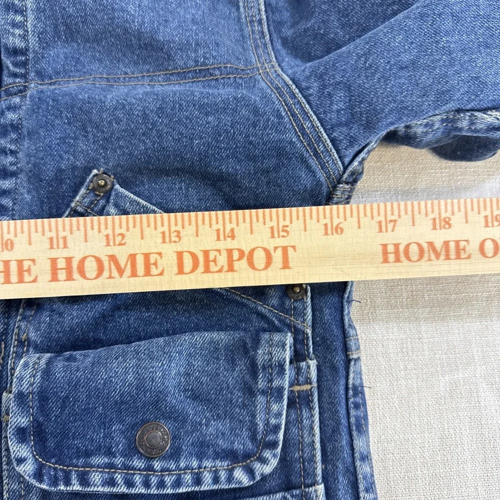 Vtg GAP Denim Jacket Kids XS Corduroy Collar Plaid Lined Chore‎ Barn Coat 90s
